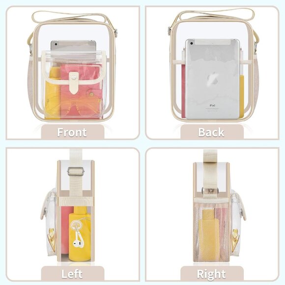 Clear Crossbody Bag for Stadium Events & Concerts - Adjustable Shoulder Strap Pu - Picture 6 of 8
